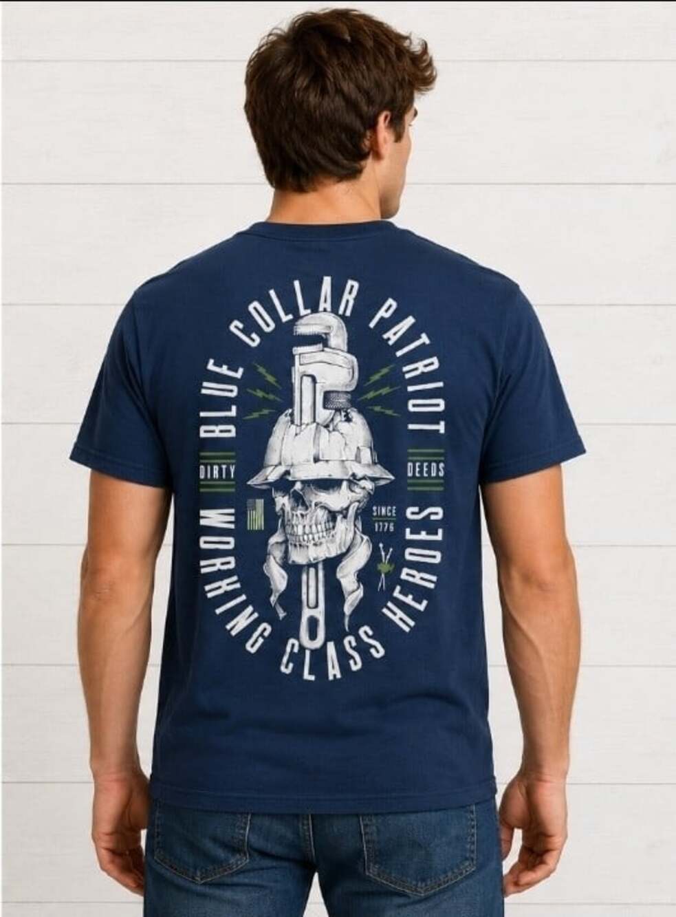 Howitzer Men's T-Shirt Blue Collar Trust Military Grunt Affliction Sz M New L300